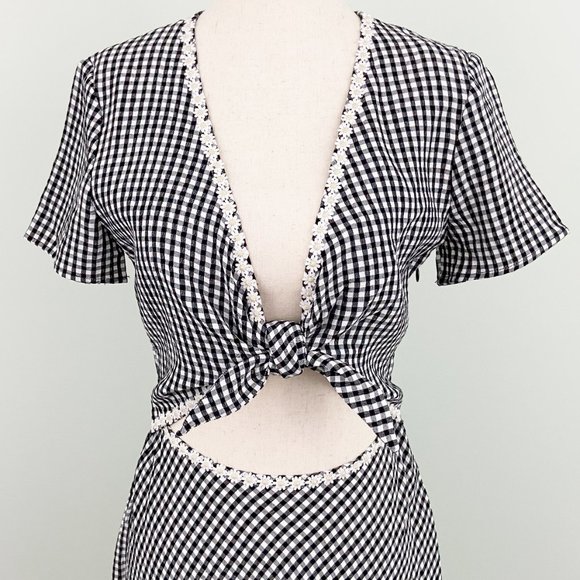 🌺SOLD🌺 NWT Solid & Striped | Black & White Gingham Cutout Dress Small - Picture 6 of 11
